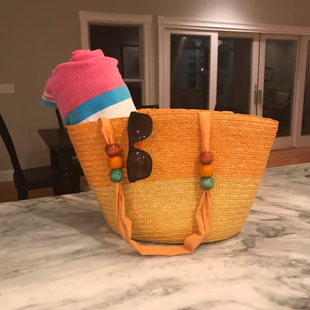 Orange Straw Bag
